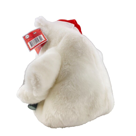 Coca Cola Brand 10" Santa Polar Bear Bean Bag Plush Stuffed Animal Bottle w/Tags - Picture 3 of 13